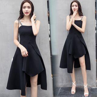 Spaghetti Strap Asymmetric Hem Dress