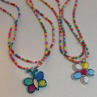 Butterfly / Flower Pendant Alloy Necklace