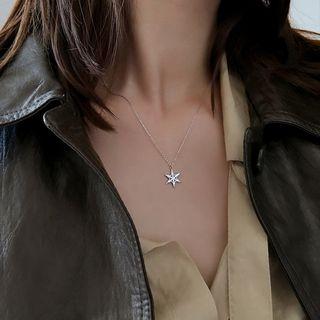 Rhinestone Star Necklace 1pc - Silver - One Size