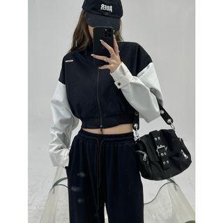 Two-tone Zip Cropped Jacket