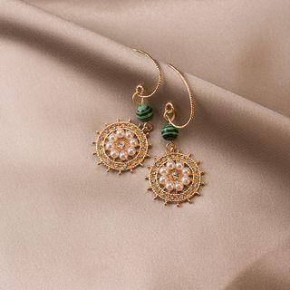 Rhinestone & Faux Pearl Dangle Earring 1 Pair - Hook Earring - One Size