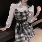 Plain Shirt / Houndstooth Mini A-line Dress / Set