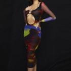 Long Sleeve Cutout Sheath Midi Dress