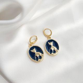 Cat Alloy Dangle Earring 1 Pair - Gold - One Size