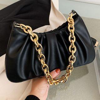 Shirred Chained Shoulder Bag