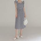 Ruffle-hem Check Tank Dress