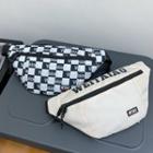 Lettering Checkerboard Nylon Sling Bag