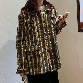 Printed Button Jacket / Midi Straight-fit Skirt