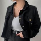 Set: Fray-hem Jacket + Mini Skirt