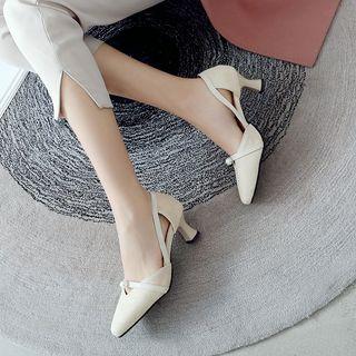 Beaded D Orsay Kitten Heel Pumps