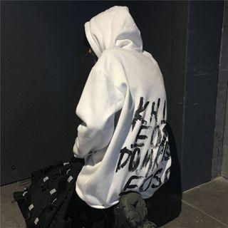 Lettering Back Front Pocket Hooded Sweatshirt