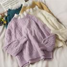 Lace-neckline Argyle Knit Sweater In 5 Colors