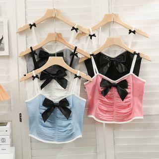 Ribbon-accent Ruched Camisole Top In 5 Colors