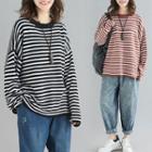 Striped Round-neck Lantern-sleeve Sweater