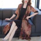 Set: Plain Slipdress + Printed Open-front Jacket