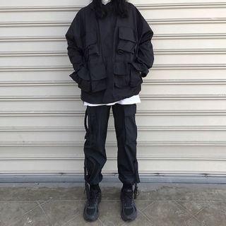 Set: Long-sleeve Pocket Jacket + Pocket Harem Pants