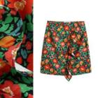 Floral Ruffle Trim Mini A-line Skirt