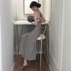 Sleeveless Striped Strappy Midi Dress