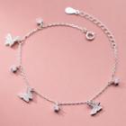 Butterfly Rhinestone Sterling Silver Bracelet S925 Silver - 1 Piece - Silver - One Size