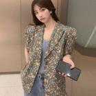 Short-sleeve Floral Print Blazer