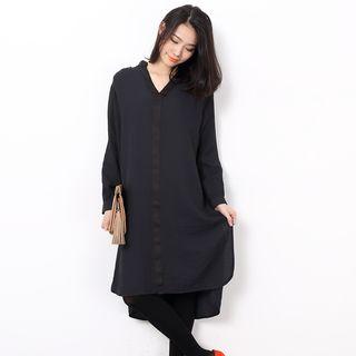 V-neck Long-sleeve Shirtdress