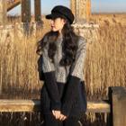 Sailor Collar Two-tone Cable Knit Sweater As Shown In Figure - One Size