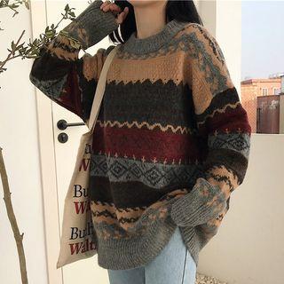 Oversize Printed Knit Sweater