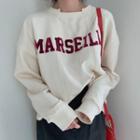 Lettering Embroidered Asymmetrical Sweatshirt