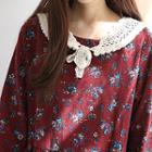 Floral Pattern Shirred Midi Dress