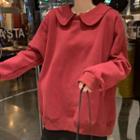 Oversize Plain Fleece-line Sweatshirt