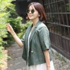 Double-breasted Cropped Linen Jacket