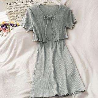 Set: Tie-front Light Cardigan + Tank Dress