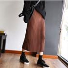 Plain Pleated Midi Knit Skirt