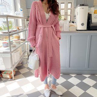 Ribbed Knit Long Robe Cardigan