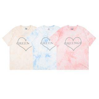 Short-sleeve Heart Print Tie Dye T-shirt