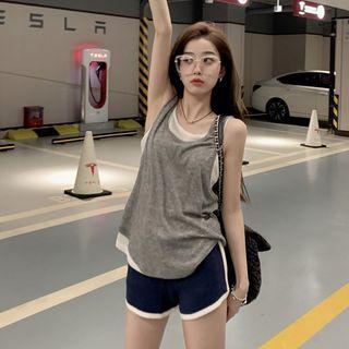 Mock Two-piece Tank Top / Shorts