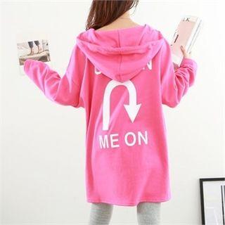 V-neck Lettering-back Oversized Hoodie
