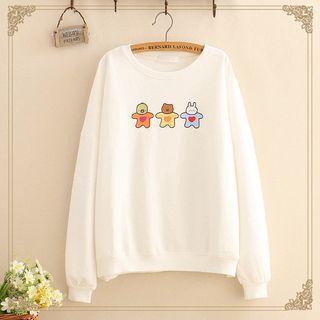 Cartoon Print Round-neck Sweater