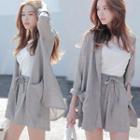 Set: Linen Blazer + High-waist Shorts