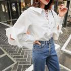 Lace-up Frilled-trim Blouse