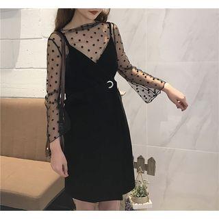Spaghetti-strap V-neck A-line Dress