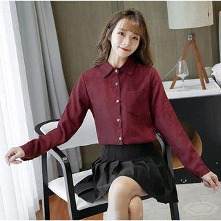 Front Pocket Corduroy Button-down Shirt