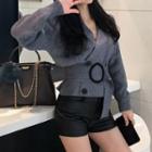 Double Breasted Knit Jacket Gray - One Size