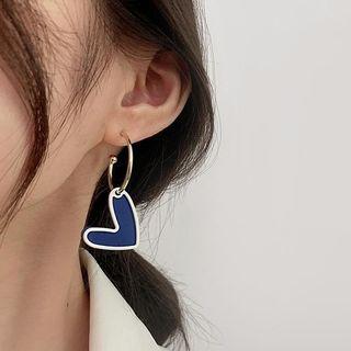 Heart Alloy Dangle Earring 1 Pair - Blue - One Size