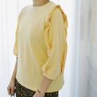 3/4-sleeve Shirred-sleeve Top