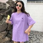 Printed Short-sleeve T-shirt Purple - One Size