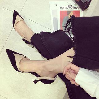 Color Block Pointed High Heel Sandals