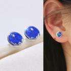 925 Sterling Silver Stud Earring 1 Pair - Blue - One Size