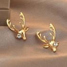 Rhinestone Deer Earring 1 Pair - Gold - One Size