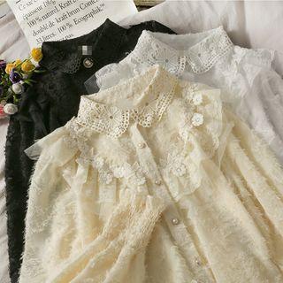 Ruffled-trim Fringed Lace Shirt
